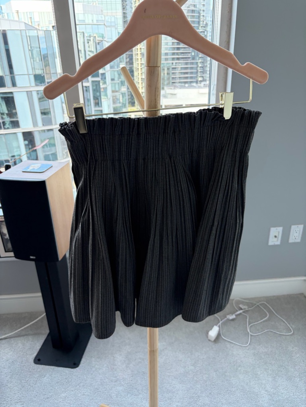 Zara Dark Grey Pleated Elastic-Waist Skort